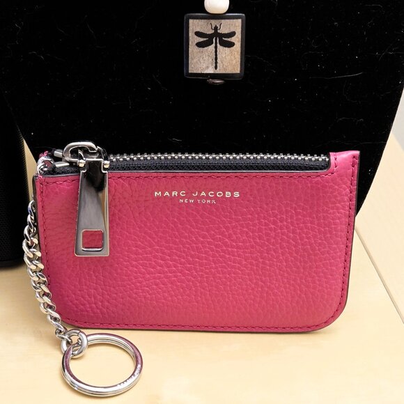 Marc Jacobs ($110) Gotham Pink Pebbled Leather Key Card Holder Pouch Wallet NEW